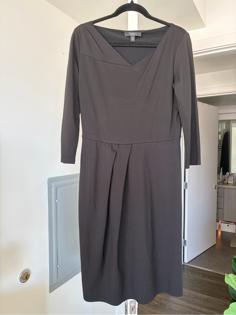 MaxMara Weekend V-Neck Midi Dress Black Size Large